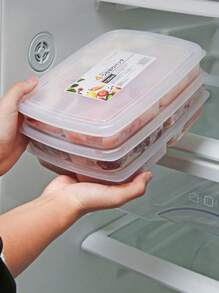 1入組PP多格食品儲物盒冰箱用簡約透明食品儲物盒