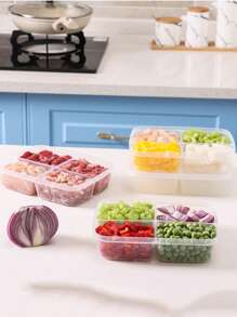 1入組PP多格食品儲物盒冰箱用簡約透明食品儲物盒