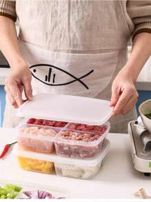 1入組PP多格食品儲物盒冰箱用簡約透明食品儲物盒