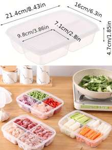 1入組PP多格食品儲物盒冰箱用簡約透明食品儲物盒