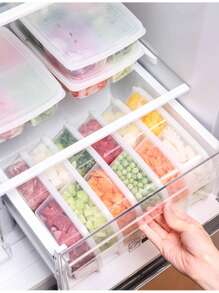 1入組PP多格食品儲物盒冰箱用簡約透明食品儲物盒