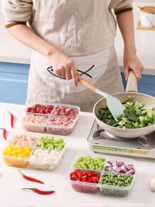 1入組PP多格食品儲物盒冰箱用簡約透明食品儲物盒