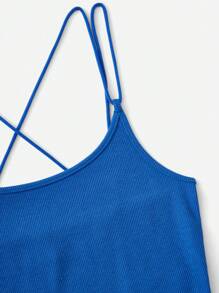 Muchica Solid Criss Cross Cami Top - Royal Blue - View 3