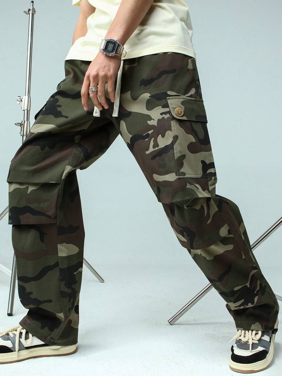 Manfinity EMRG Nam Camo In Túi có nắp Lỏng lẻo Quần Cargo - xanh quân đội - Xem 1