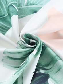 DOKOTOO 熱帶圖案一字肩下擺開叉連衣裙 - 彩色 - 查看 8