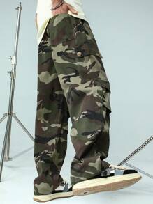 Manfinity EMRG Nam Camo In Túi có nắp Lỏng lẻo Quần Cargo - xanh quân đội - Xem 2