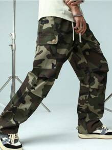 Manfinity EMRG Nam Camo In Túi có nắp Lỏng lẻo Quần Cargo - xanh quân đội - Xem 5