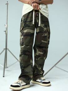 Manfinity EMRG Nam Camo In Túi có nắp Lỏng lẻo Quần Cargo - xanh quân đội - Xem 6