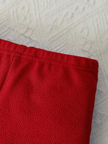 SHEIN 嬰兒標語圖案T恤和短褲 - 紅色 - 查看 6