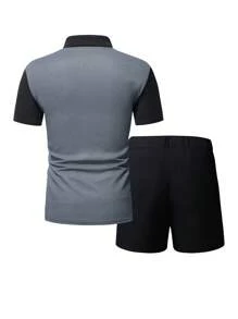 Manfinity Homme 男士條紋印花POLO衫和短褲 - 彩色 - 查看 3