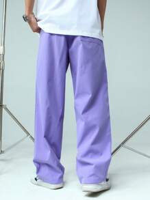 Manfinity Hypemode Men Solid Straight Leg Pants - Lilac Purple - View 2