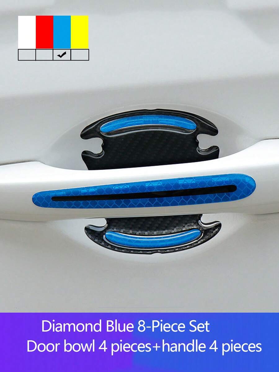 8入組車門把手防碰撞反光貼紙 - 藍色 - 查看 1