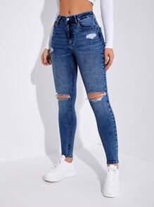 Jeanoix 破洞紧身牛仔裤