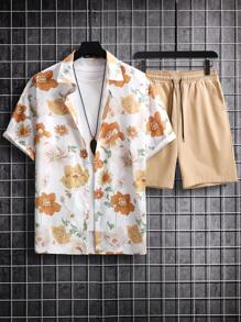 Manfinity RSRT 男士印花襯衫和腰部抽繩短褲不帶T恤 - 彩色 - 查看 2