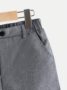 SHEIN Boys Letter Patched Detail Roll Tab Sleeve Shirt & Shorts - Baby Blue - View 8