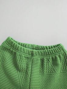 小男童字母圖案背心上衣和短褲 - 綠色 - 查看 5