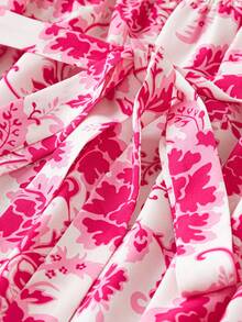 SHEIN SunnyBelle Plus Floral Print Belted Tube Dress - Multicolor - View 3