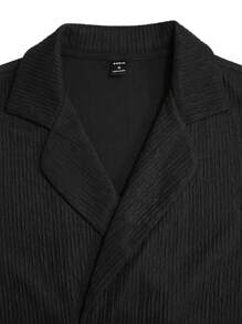 Manfinity Homme 男士西裝領落肩袖襯衫和短褲 - 黑色 - 查看 3