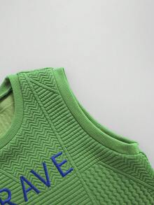 小男童字母圖案背心上衣和短褲 - 綠色 - 查看 6