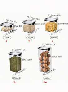 1入組PET食品儲藏罐家用極簡主義透明食品儲藏容器 - 無色 - 查看 3