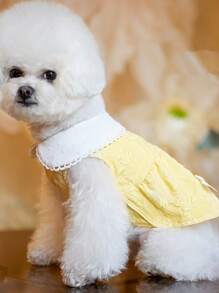 1入組蝴蝶結裝飾寵物連衣裙適用於狗狗和貓適合夏天 - 黃色 - 查看 3