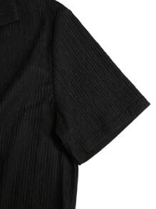 Manfinity Homme 男士西裝領落肩袖襯衫和短褲 - 黑色 - 查看 4