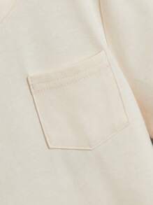 SHEIN 小男童椰子樹和字母圖案T恤 - 杏色 - 查看 3