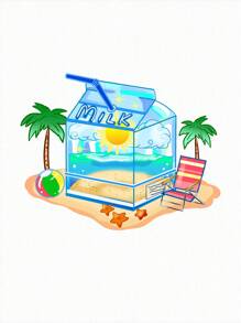 MarielaArtShop Top tank con estampado de palmera y letra - Blanco - Ver 2