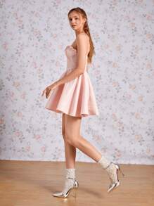 SheIn MOD NỮ Heart Cut Out  Chóp giầy nhọn Giày cao gót Stiletto Pumps , Duyên dáng Yến tiệc Giày Cao Gót Buộc dây mắt cá chân - Bạc - Xem 3