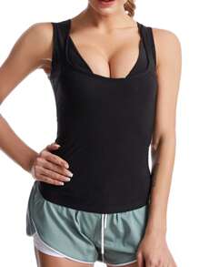 Sports Outdoor Sports Waist Trainer Vest, Fitness Body Shaper Sweatshirt Shapewear Waist Trainer Corset - Black - View 5