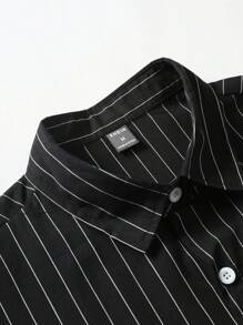 Manfinity Homme Nam Áo sơ mi Bông In sọc Without Tee - màu đen - Xem 4