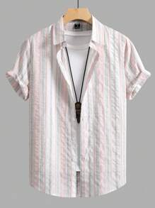 Manfinity Hypemode Men Cotton Striped Print Shirt Without Tee - Multicolor - View 1