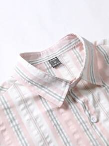 Manfinity Hypemode Men Cotton Striped Print Shirt Without Tee - Multicolor - View 4