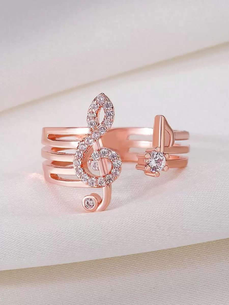 Inel de manșetă cu decorațiuni de note muzicale cu stras