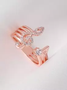 Inel de manșetă cu decorațiuni de note muzicale cu stras