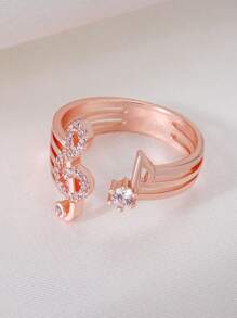 Inel de manșetă cu decorațiuni de note muzicale cu stras