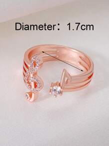 Inel de manșetă cu decorațiuni de note muzicale cu stras