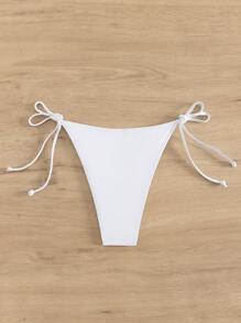 Swim Basics Summer Beach Tie Side Bikini Bottom - White - View 2
