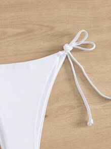 Swim Basics Summer Beach Tie Side Bikini Bottom - White - View 4
