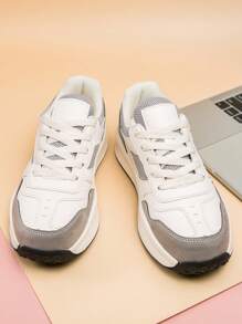 Letter Graphic Lace-up Front Running Shoes - Multicolor - View 1