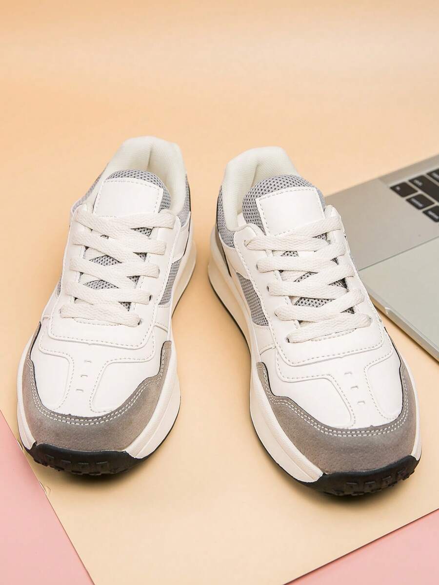 Letter Graphic Lace-up Front Running Shoes - Multicolor - View 1