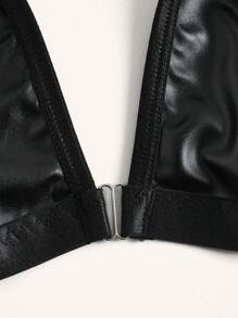 ROMWE Goth 3pack Contrast Lace Garter Lingerie Set - Black - View 3