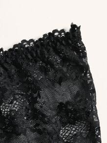 ROMWE Goth 3pack Contrast Lace Garter Lingerie Set - Black - View 4