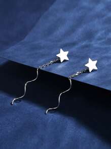 Silver Star Decor Earrings - Silver - View 3