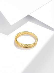 Cubic Zirconia Decor Silver Ring - Yellow Gold - View 4