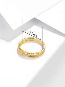 Cubic Zirconia Decor Silver Ring - Yellow Gold - View 6