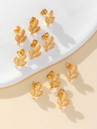 10 piezas/set Accesorio de pendiente de bricolaje de moda de acero inoxidable con diseño de hoja para mujeres para la fabricación de joyas de bricolaje