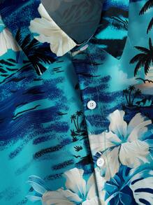 Manfinity RSRT 男士熱帶圖案襯衫和腰部抽繩短褲不帶T恤 - 彩色 - 查看 5