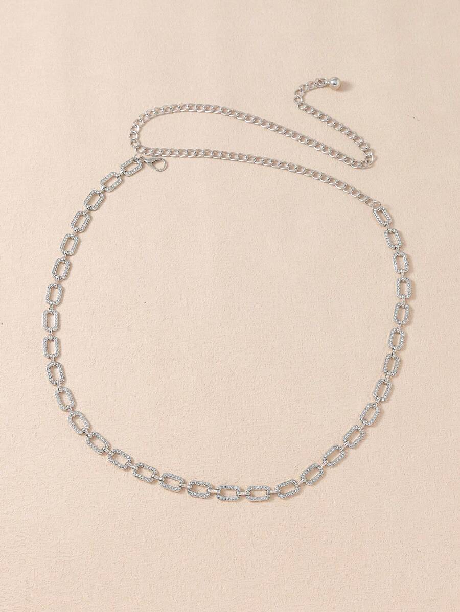 1條女士全鑲鑽鍊扣半身裙皮帶,適用於套裝禮服