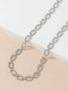 1條女士全鑲鑽鍊扣半身裙皮帶,適用於套裝禮服